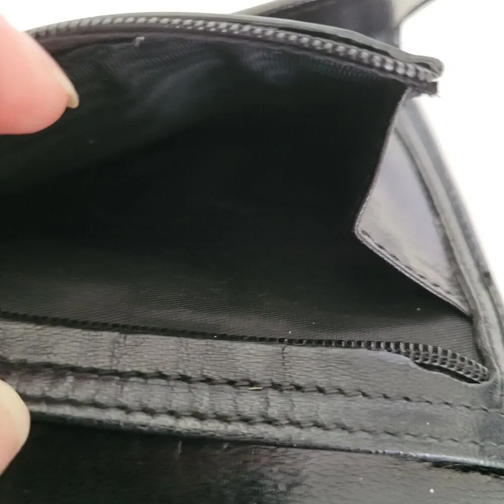 GUCCI Turnlock Leather Card Bill Wallet‎ Medium Monogram Tifold Black Unisex